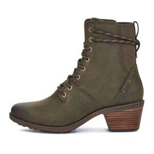 Teva Anaya Lace-Up Waterproof Leather Ankle Boots - Dark Olive